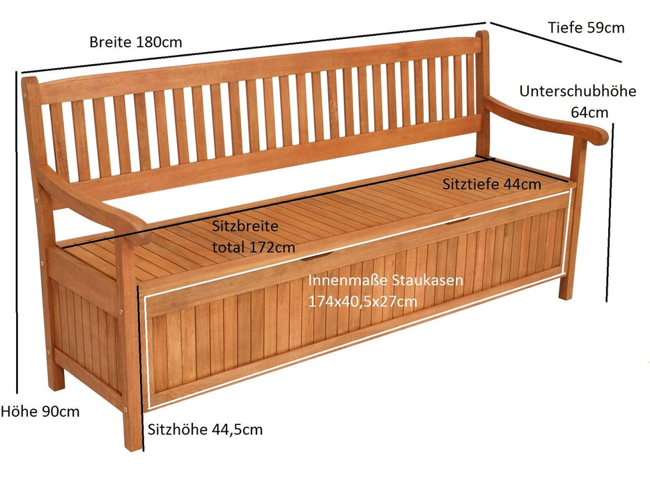 Banc de poitrine avec embouteillages Montego XXL, Eucalyptus Wood - 180 cm