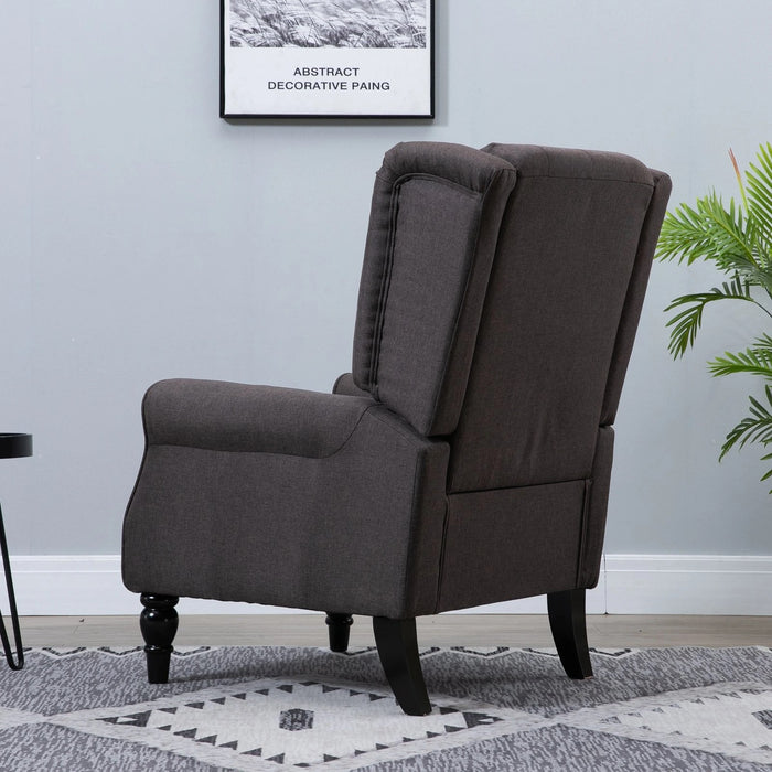 Fauteuil ringhe avec tufting pieds en bois polyester brun 74x86x102cm