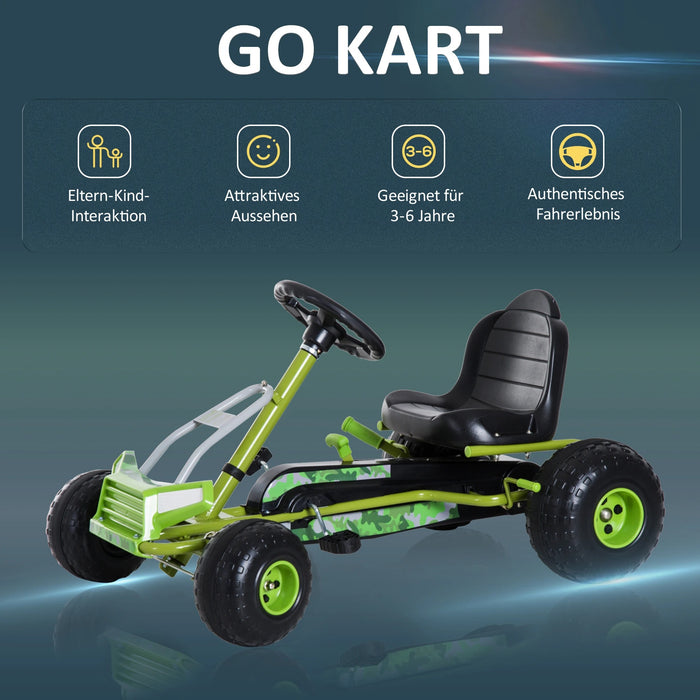 Gokart per bambini con sedile e freno a mano regolabili da 3 anni, 95x66.5x57 cm