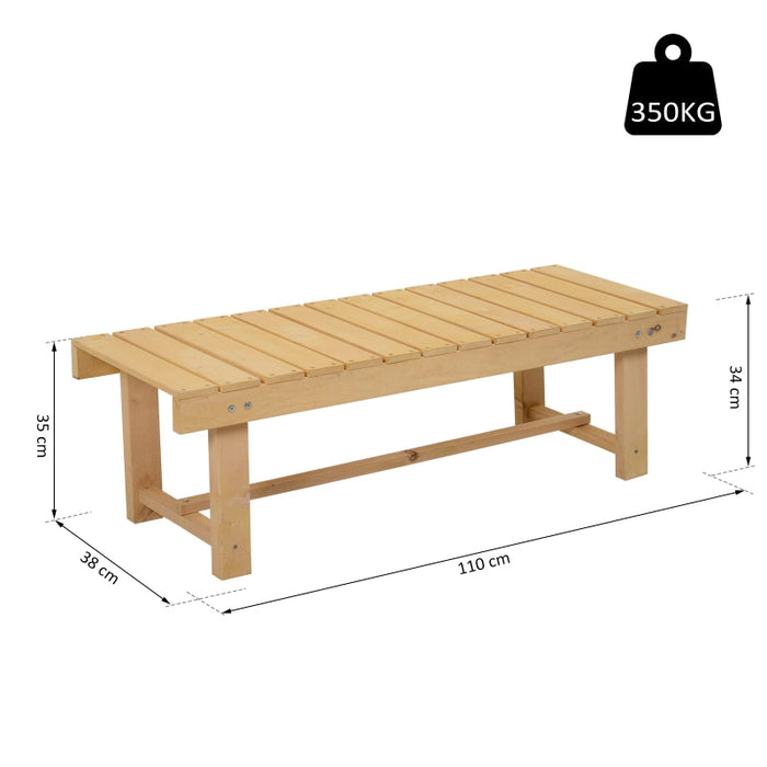 Gartenbank, 2-Sitzer Sitzbank, Gartenmöbel, Rustikale Bank, Massivholz, Natur, 110x38x35cm