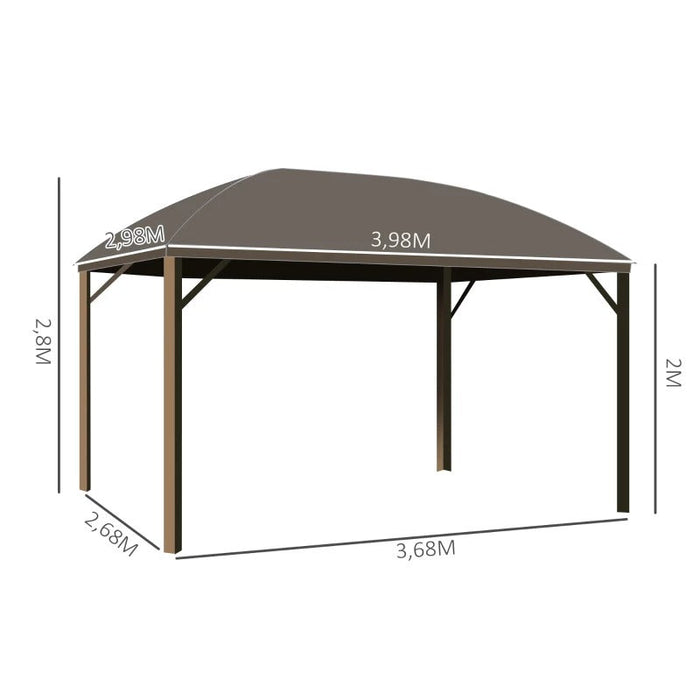 Gartenpavillon Partyzelt Faltpavillon Festzelt 4x Doppel-Seitenteile wasserdicht 2 Laternenhaken Alu + Polyester Braun ca. 4x3x2,8m