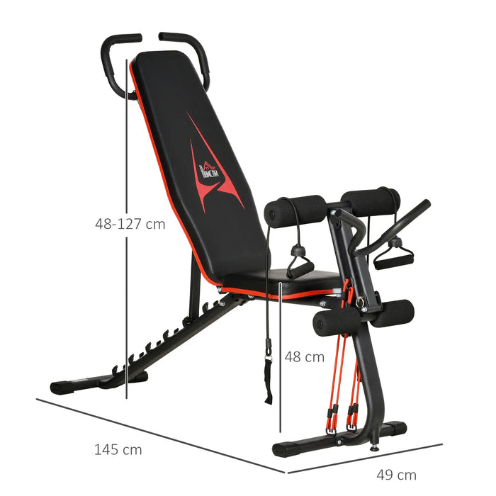 Banc d'haltères, asseyez-vous-banc pour l'entraînement à domicile, réglable en 6 étapes, acier 145x49x48-127cm