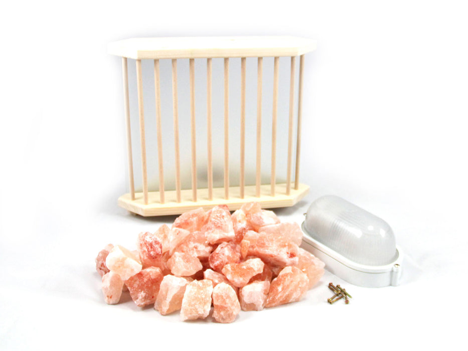 Lampe en cristal de sel sauna, 25x25x28 cm, y compris 3 kg de pierres de sel