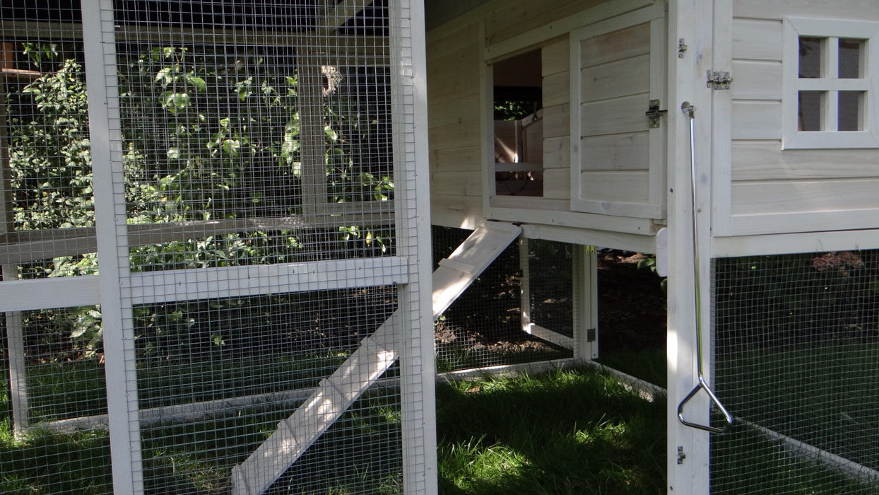 Kaninchenstall XXL grosser Stall mit Auslauf, Schublade und Strauraum, 168x150x157cm