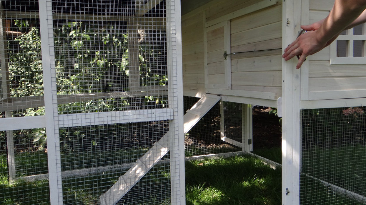 Kaninchenstall XXL grosser Stall mit Auslauf, Schublade und Strauraum, 168x150x157cm