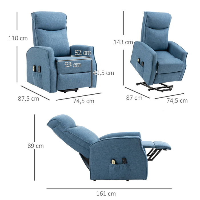 Massaggi sedia con stand -up Aid Relaxation Plashair incluso supporto per piede telecomando blu, 74.5x87.5x110cm