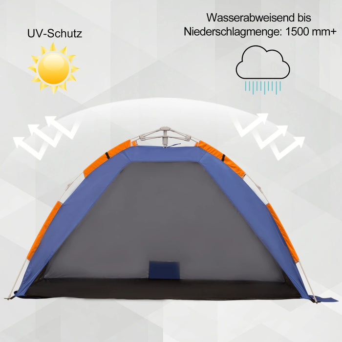 Pop up Campingzelt Strandzelt Netzfenster Tragetasche 2-3 Personen, 210x140x120cm