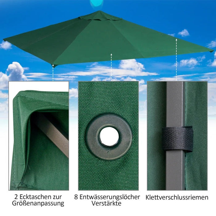 Ersatzdach für Gartenpavillon, 8 Wasserabflusslöcher, einfache Montage, Polyester, grün, 2,98x2,95m