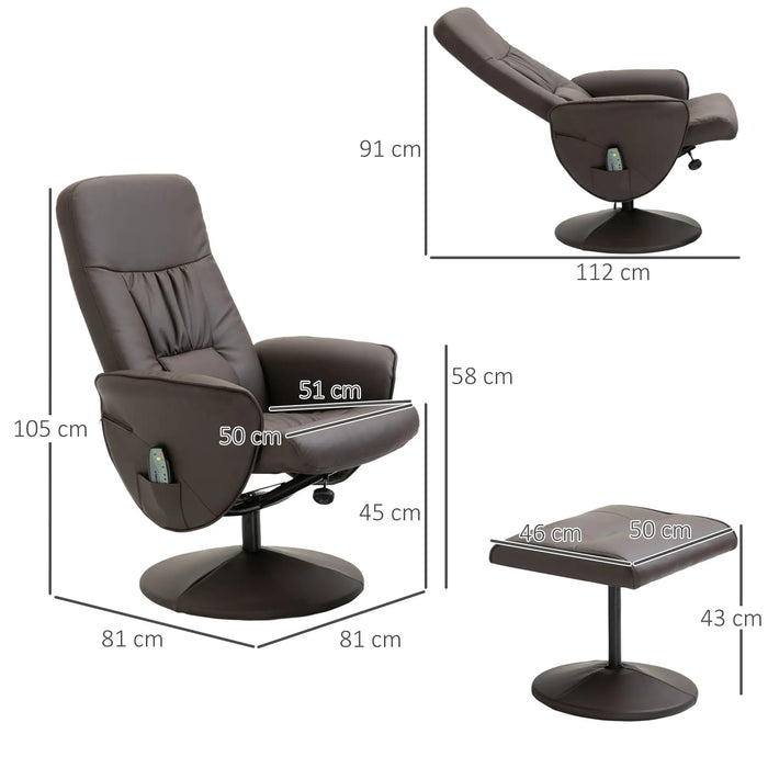 Détendez le fauteuil avec chaise de massage des selles avec 10 points de vibration brun 76x81x105cm