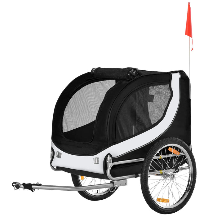 Remorque de vélo pour chiens avec blanc + noir, 130x73x90cm