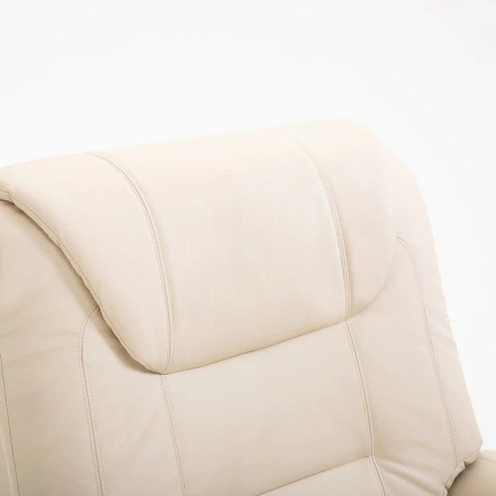 Fauteuil de massage avec aide à la relève, 8 points de vibration, fonction chauffante, repose-pieds, blanc crème, 93x95x106cm