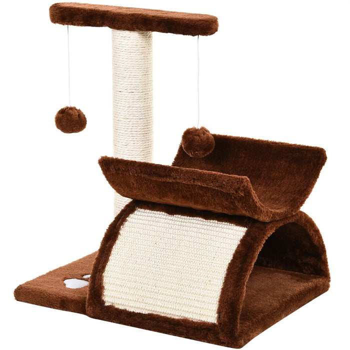 Chat grattant le post petit, pour les chats avec une balle de jeu marron 40x30x43cm