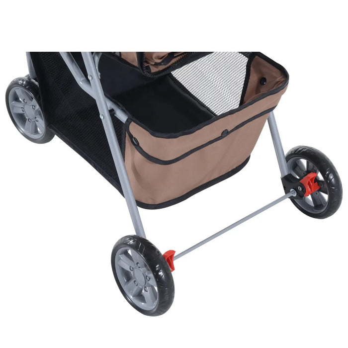 Hundewagen Hundebuggy Klappbar Ablagekorb Braun, 75x45x97cm