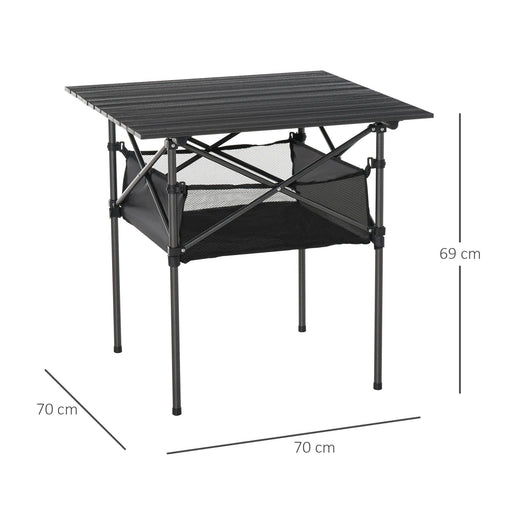 Campingtisch aus Aluminium faltbar Klapptisch Picknicktisch Schwarz, 70x70x69cm