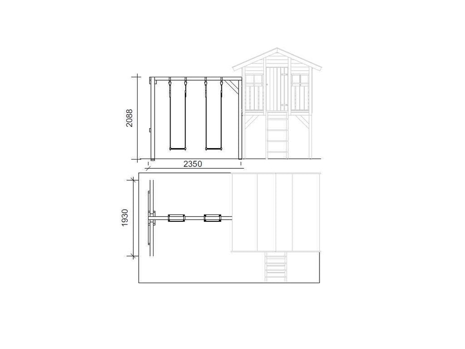 Playhouse with Slide, Game Tower, Stelzenhaus 'Spider', y compris le double swing, 410.5x198x282cm (bxtxh)