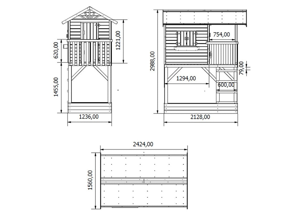 Playhouse, game tower, stelzenhaus 'Tree' with sandpit, single swing and slide yellow, 316x237x298cm (BXTXH)