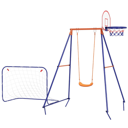 Kinderschaukel-Set, Fußballtor, Basketballkorb, für 3 bis 8 Jahre, Stahlgestell