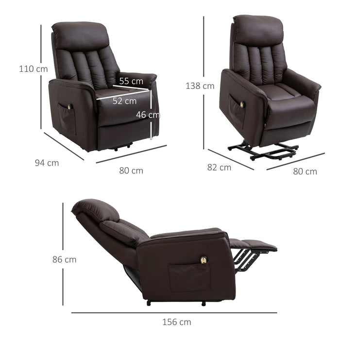 Electric hanging armchair television armchair with standing aid & lying function brown, 80x94x104cm