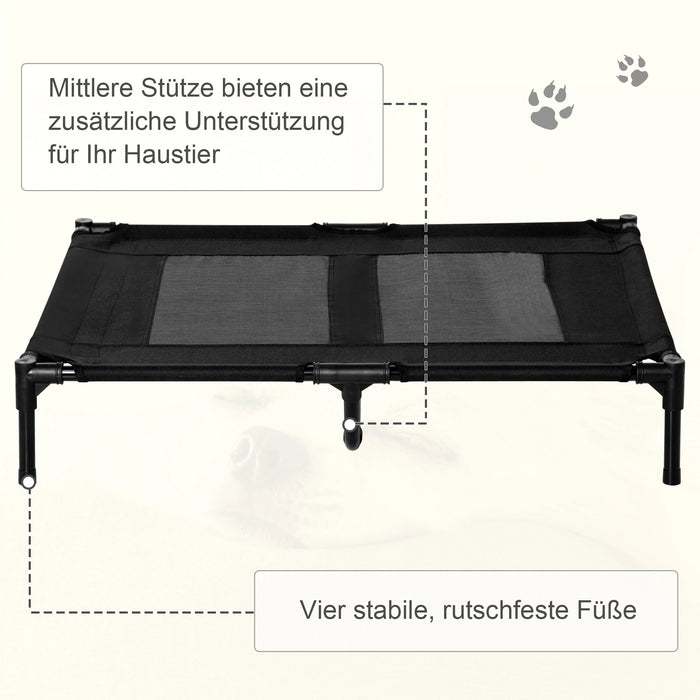 Lit de chien extérieur pliable respirant noir, 92x76x18cm