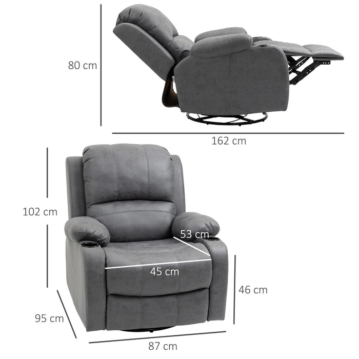 Détendez le fauteuil avec repose-pieds et fonction de mensonge, y compris le support de tasse, gris, 87x95x102cm