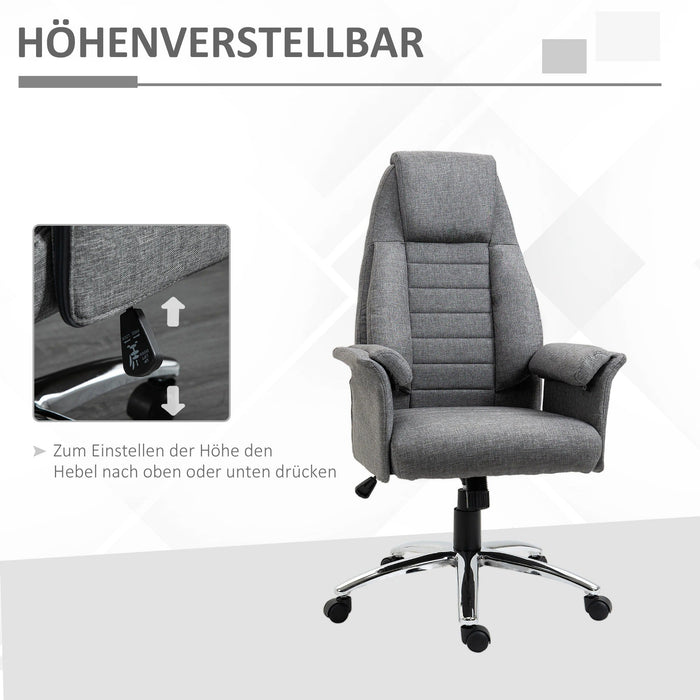 Chefsessel höhenverstellbar 5 Rollen ergonomische Form Grau, 68x69x126cm