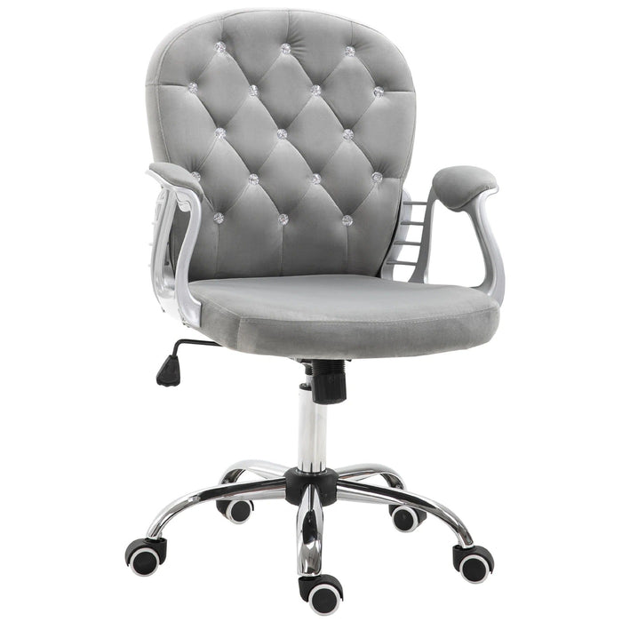 Ergonomischer Bürostuhl Chefsessel Gepolsterte Rückenlehne Grau, 59,5x60,5x95-105 cm