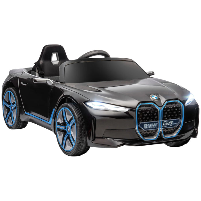 Voiture pour enfants, batterie rechargeable, 3-5 km / h, avec télécommande, joueur multimédia, noir