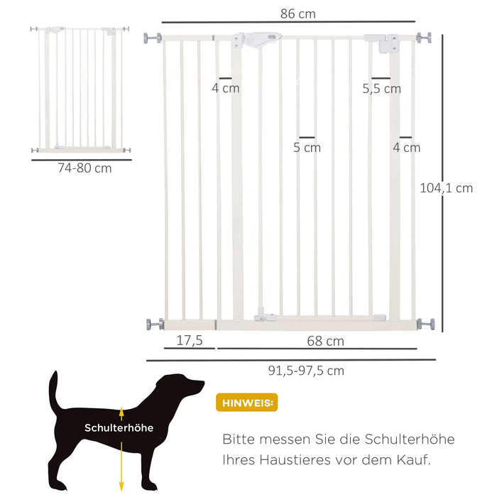 Grilles circulaires pour chiens verrouillez automatiquement sans forage blanc, 97,5x104.1cm