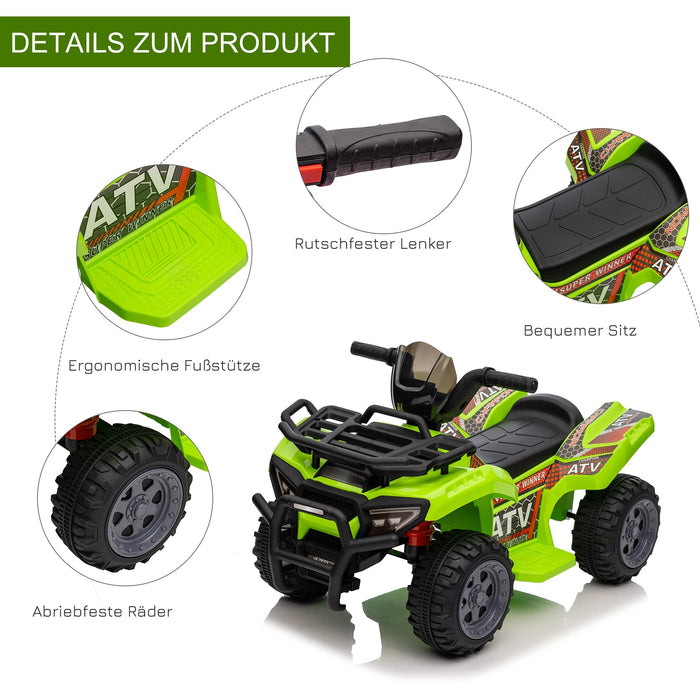 Mini Elektro-Quad Kinder ATV für 18-36 Monate Kinder Metall PP-Kunststoff Grün 70x42x45cm