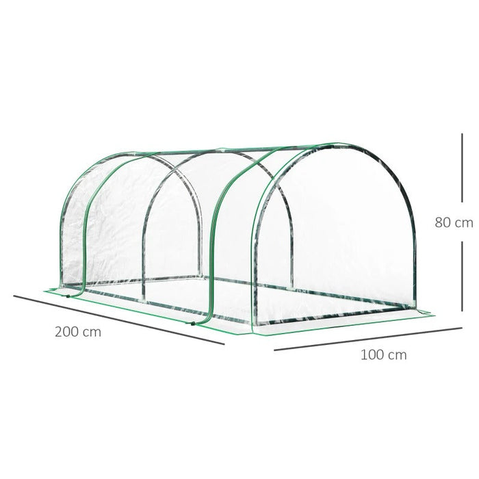 Gewächshaus, Treibhaus mit Tür, Frühbeet, Pflanzenhaus, Pflanzenaufzucht, Stahl PVC, 200x100x80cm