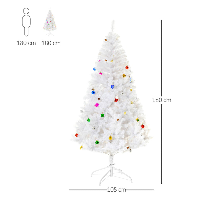 Arbre de Noël en blanc avec décoration de stand - 180 cm