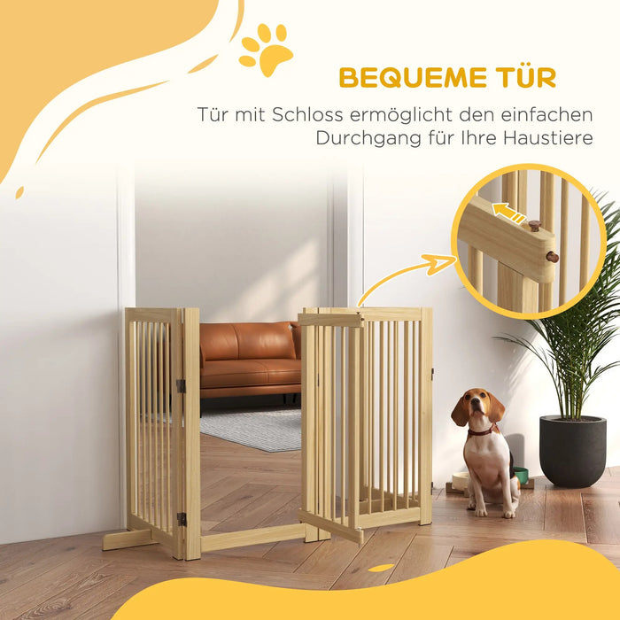 Hunde-Absperrgitter freistehend klappbar Holzrahmen, 220x36x91cm