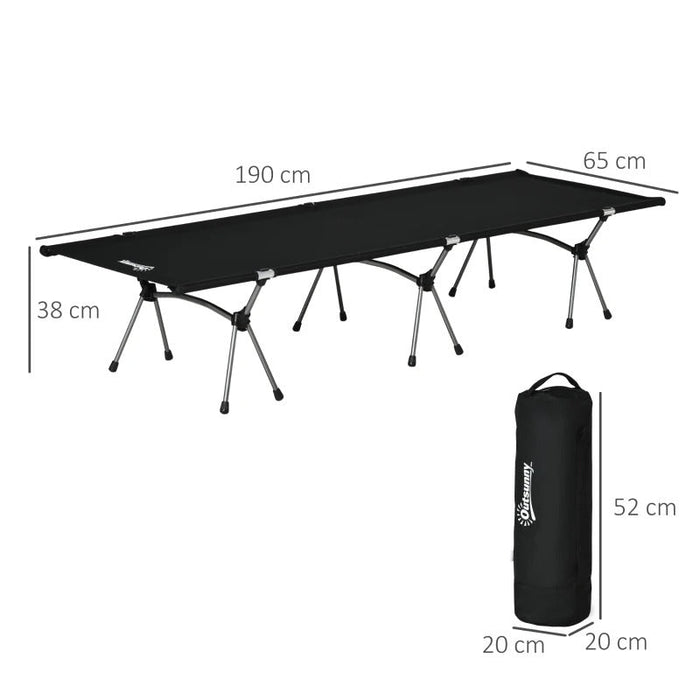 Campingbett Klappbar Aluminium Feldbett Klappbett mit Tragetasche höhenverstellbar bis 150kg belastbar Oxford Schwarz 190x65x38cm