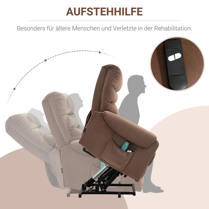 Fauteuil télévisé avec fonction de massage et support - aide à télécommande chauffage marron, 79x97x103cm