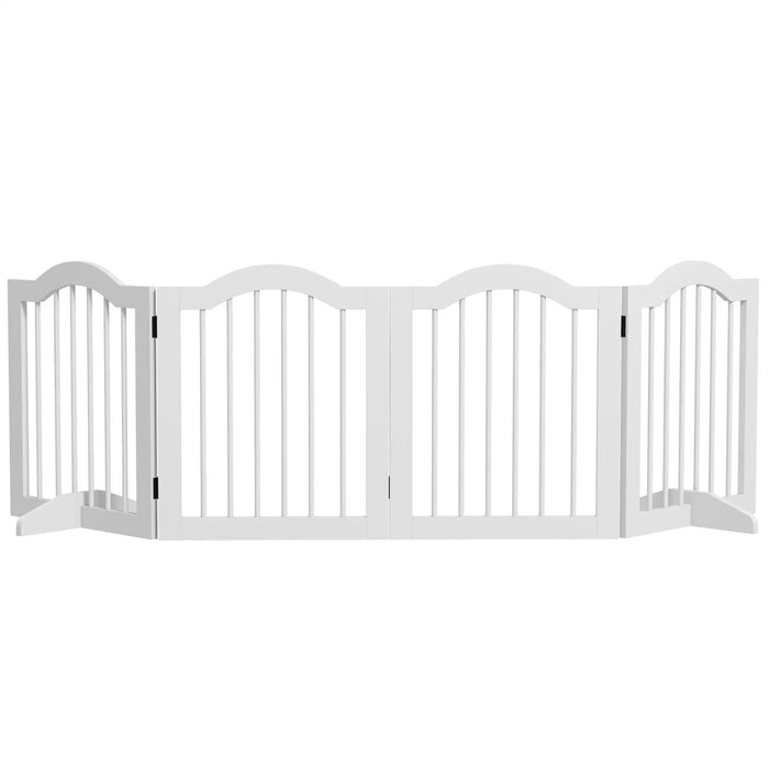 Dog barrier foldable solid wood, white, 203.5x29.5x61cm