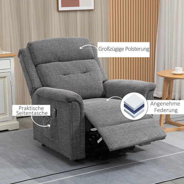 Détendez le fauteuil avec un support - Up, y compris à télécommande de support des pieds Gris en acier, 92x87x108cm