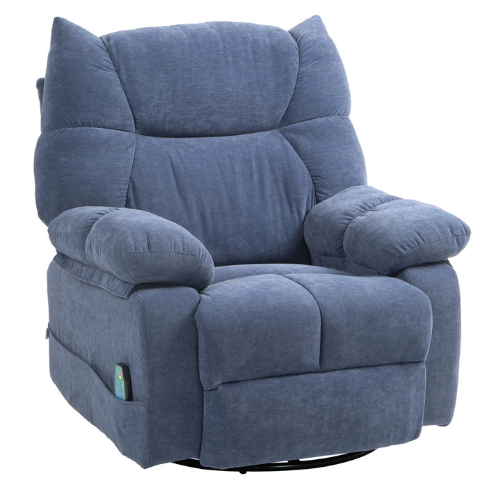 Massage chair with heat and lying function, rotatable, up to 150 kg, blue, 98x90x98cm