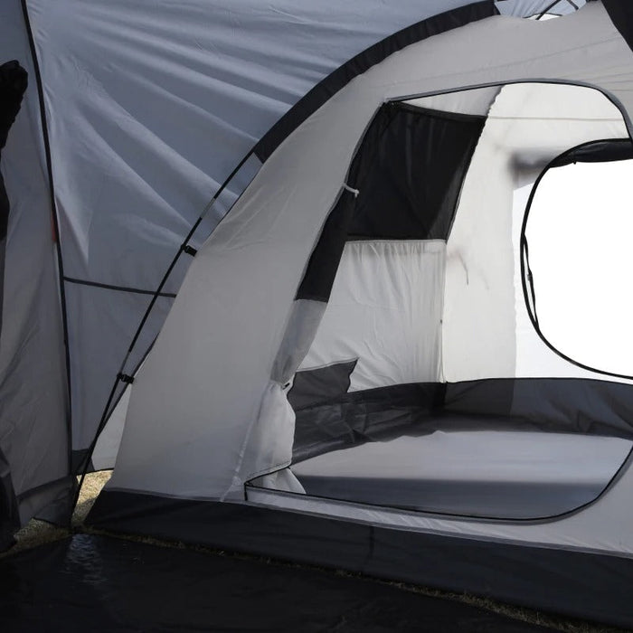 Campingzelt für 4-5 Personen zwei Innenräume herausnehmbare Bodenmatte Grau, 490x250x185cm