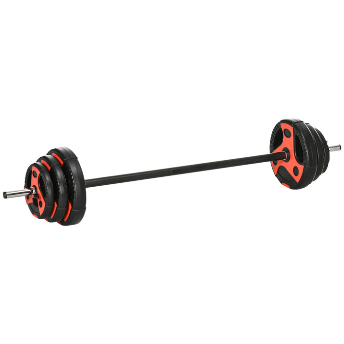 Lang Dumbbell Set 20 kg, y compris 6 tranches d'haltères, canne non glissée, noir + rouge