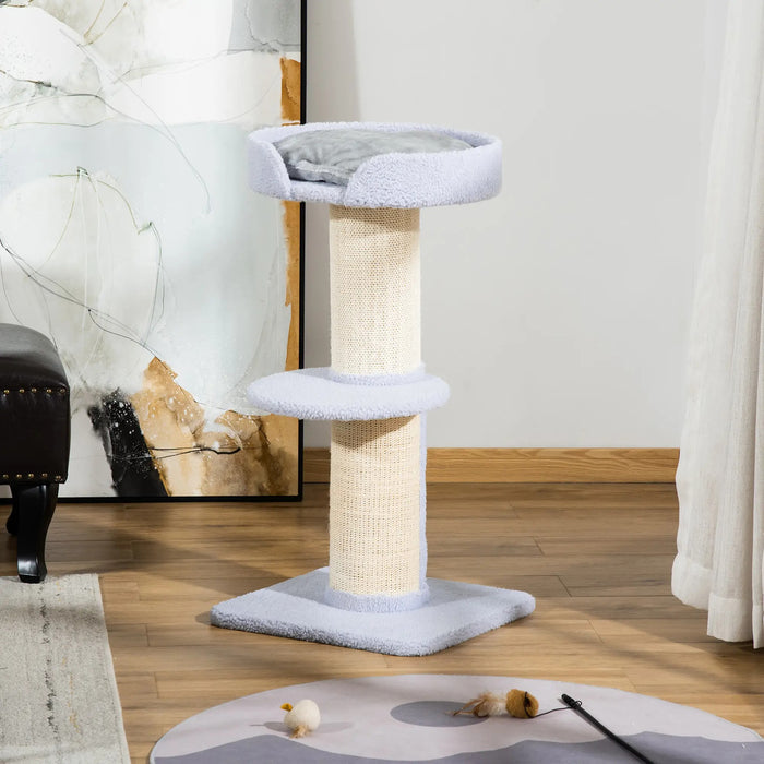 Cat Scratching Post avec plate-forme sisal en peluche bleu clair 45x45x91cm