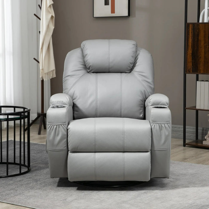 Massage chair with footrest, 8 vibration points, 5 modes, including remote control, light gray