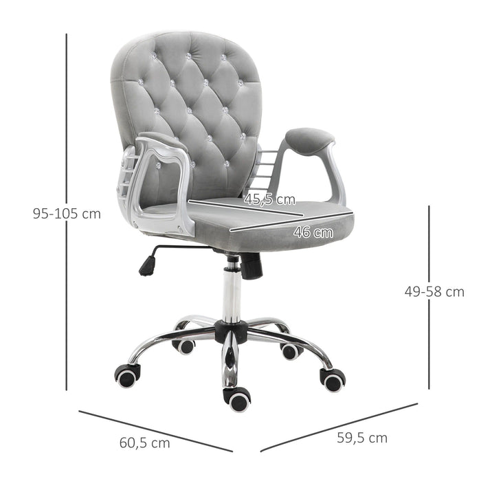 Ergonomischer Bürostuhl Chefsessel Gepolsterte Rückenlehne Grau, 59,5x60,5x95-105 cm