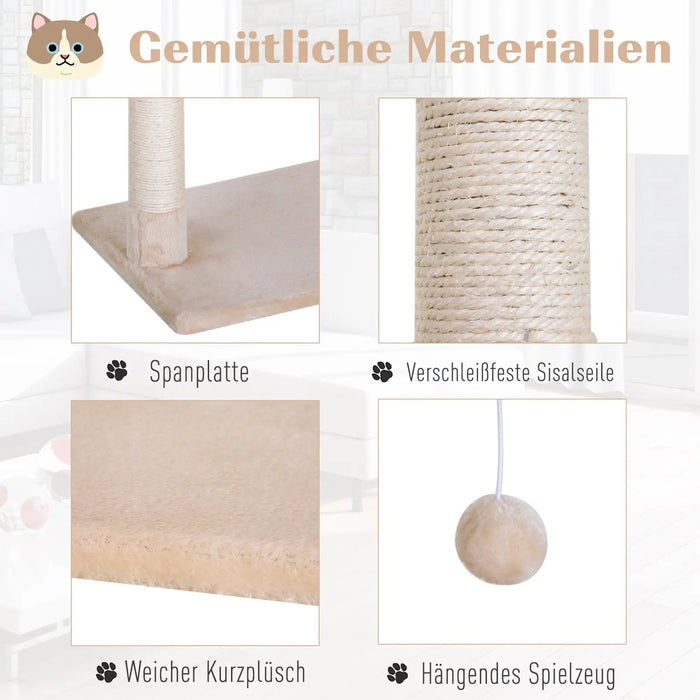 Cat Scratching Post avec sisal colonne en peluche en peluche Chipon de puce beige 50x36x70cm