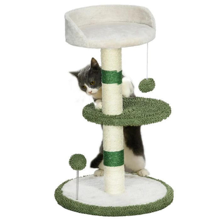 Cat Scratching Post, 1 lit de chat, 1 espace couché, vert + blanc, 40x40x64cm