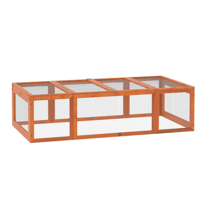 Pawhut Freilaufgehege 180x90x48cm für Kleintiere Aufklappbares Dach Tannenholz Orange