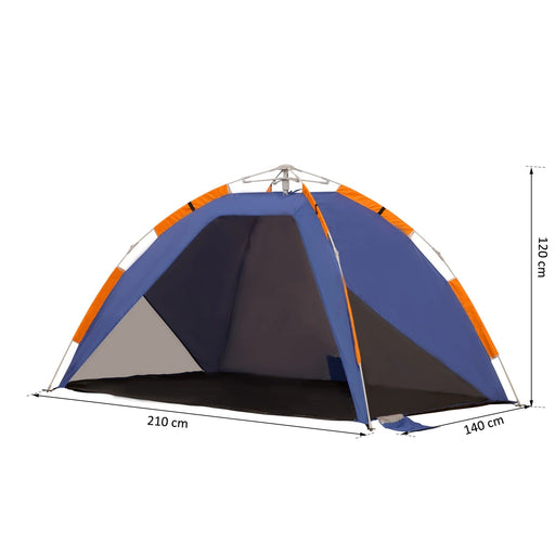 Pop up Campingzelt Strandzelt Netzfenster Tragetasche 2-3 Personen, 210x140x120cm