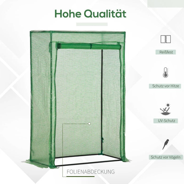 Gewächshaus Treibhaus Tomatenhaus Frühbeet mit Tür zum Aufrollen Stahl Kunststoff Grün 100x50x150cm
