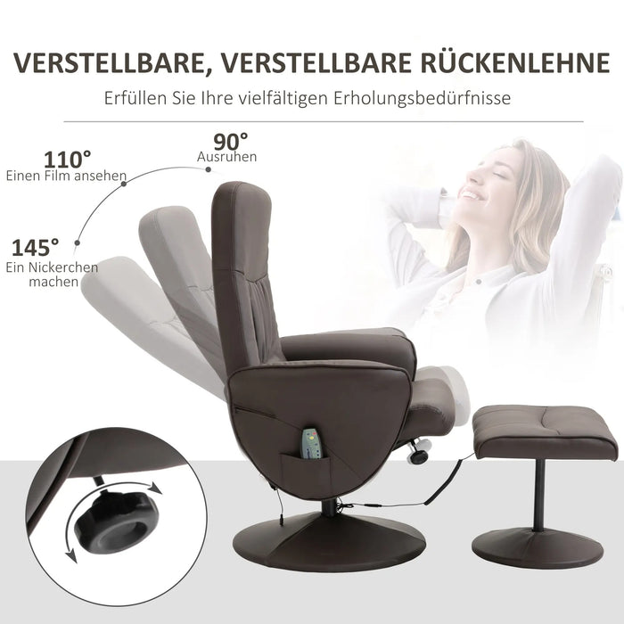 Détendez le fauteuil avec chaise de massage des selles avec 10 points de vibration brun 76x81x105cm