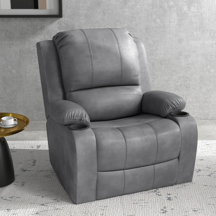 Détendez le fauteuil avec repose-pieds et fonction de mensonge, y compris le support de tasse, gris, 87x95x102cm