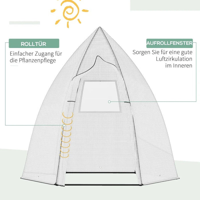 Mini Gewächshaus Überwinterungszelt für Pflanzen mit Rolltür Garten Balkon Winterschutz Weiss 160x140x180cm